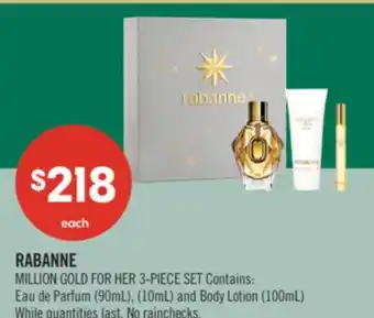 Shoppers Drug Mart RABANNE MILLION GOLD FOR HER 3-PIECE SET offer
