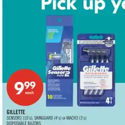 Shoppers Drug Mart GILLETTE SENSOR2 (10's), SKINGUARD (4's) or MACH3 (3's) DISPOSABLE RAZORS offer