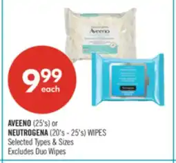 Shoppers Drug Mart AVEENO (25's) or NEUTROGENA (20's - 25's) WIPES offer