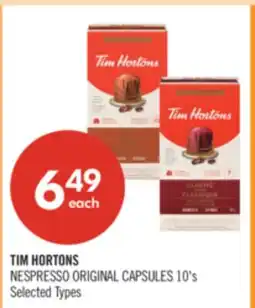 Shoppers Drug Mart TIM HORTONS NESPRESSO ORIGINAL CAPSULES 10's offer