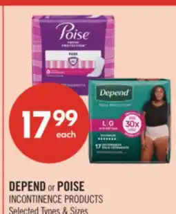 Shoppers Drug Mart DEPEND or POISE INCONTINENCE PRODUCTS offer
