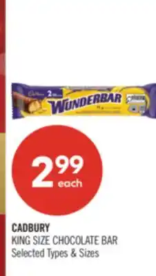 Shoppers Drug Mart CADBURY KING SIZE CHOCOLATE BAR offer
