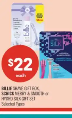 Shoppers Drug Mart BILLIE SHAVE GIFT BOX, SCHICK MERRY & SMOOTH or HYDRO SILK GIFT SET offer
