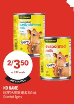 Shoppers Drug Mart NO NAME EVAPORATED MILK offer