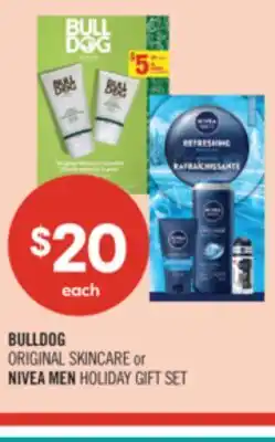 Shoppers Drug Mart BULLDOG ORIGINAL SKINCARE or NIVEA MEN HOLIDAY GIFT SET offer