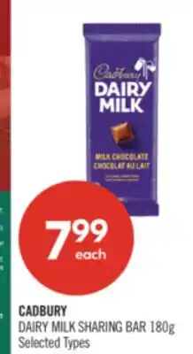 Shoppers Drug Mart CADBURY DAIRY MILK SHARING BAR offer