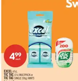 Shoppers Drug Mart EXCEL (4's), TIC TAC (3's) MULTIPACK or TIC TAC SINGLE (98g) MINTS offer