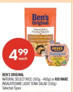 Shoppers Drug Mart BEN'S ORIGINAL NATURAL SELECT RICE (365g - 460g) or RIO MARE INSALATISSIME LIGHT TUNA SALAD (160g) offer