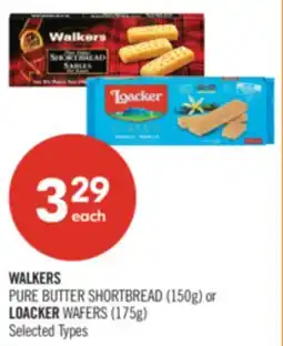Shoppers Drug Mart WALKERS PURE BUTTER SHORTBREAD (150g) or LOACKER WAFERS (175g) offer