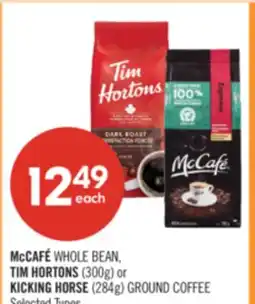 Shoppers Drug Mart McCAFÉ WHOLE BEAN, TIM HORTONS (300g) or KICKING HORSE (284g) GROUND COFFEE offer