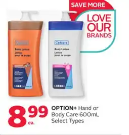 Rexall OPTION+ Hand or Body Care offer