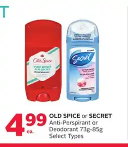 Rexall OLD SPICE or SECRET Anti-Perspirant or Deodorant offer