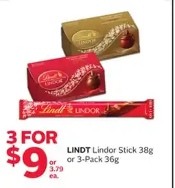 Rexall LINDT Lindor Stick 38g or 3-Pack 36g offer