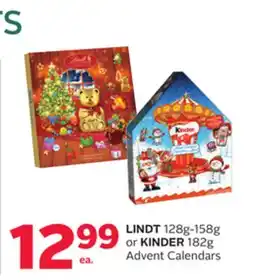 Rexall LINDT 128g-158g or KINDER 182g Advent Calendars offer