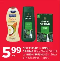 Rexall SOFTSOAP or IRISH SPRING Body Wash 591mL or IRISH SPRING Bar Soap 6-Pack offer