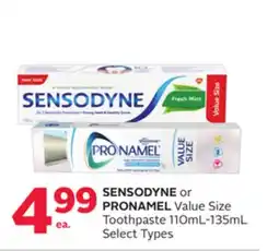Rexall SENSODYNE or PRONAMEL Value Size Toothpaste 110mL-135mL offer