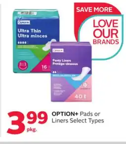 Rexall OPTION+ Pads or Liners offer