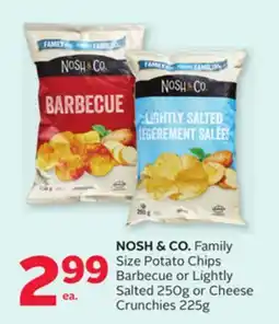 Rexall NOSH & CO. Family Size Potato Chips Barbecue or Lightly Salted 250g or Cheese Crunchies 225g offer
