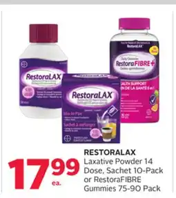 Rexall RESTORALAX Laxative Powder 14 Dose, Sachet 10-Pack or RestoraFIBRE Gummies 75-90 Pack offer