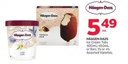 Rexall HÄAGEN DAZS Ice Cream Tubs 400mL-450mL or Bars 3' s or 4' s offer