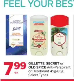 Rexall GILLETTE, SECRET or OLD SPICE Anti-Perspirant or Deodorant offer