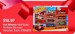 Walmart Hot Wheels 1:64 Scale 10-Pack Die-Cast Vehicles offer