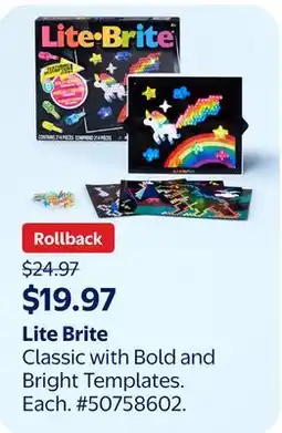 Walmart Lite Brite Classic with Bold and Bright Templates offer