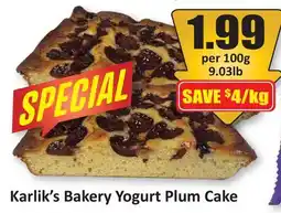Starsky Karlik's Bakery Yogurt Plum Cake offer