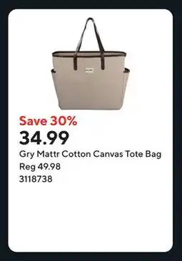 Staples Gry Mattr Cotton Canvas Tote Bag offer