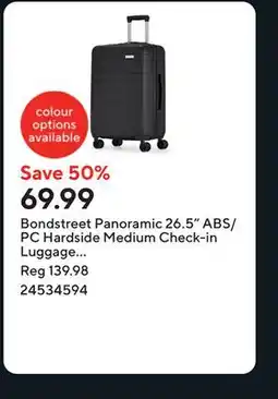 Staples Bondstreet Panoramic 26.5 ABS/PC Hardside Medium Check-in Luggage - Black offer