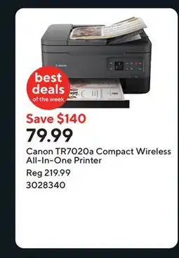 Staples Canon TR7020a Compact Wireless All-In-One Printer offer