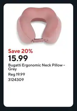 Staples Bugatti Ergonomic Neck Pillow - Grey offer