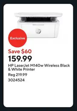 Staples HP LaserJet M140w Wireless Black & White Printer offer