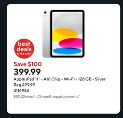 Staples Apple iPad 11 - A16 Chip - Wi-Fi - 128 GB - Silver offer
