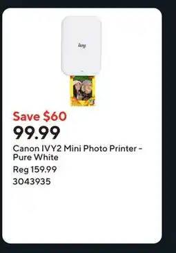 Staples Canon IVY2 Mini Photo Printer - Pure White offer