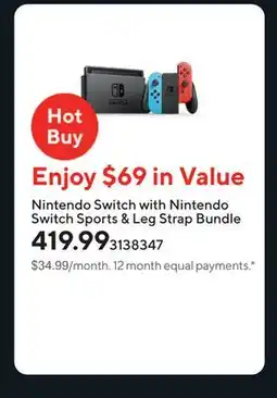 Staples Nintendo Switch with Nintendo Switch Sports & Leg Strap Bundle offer