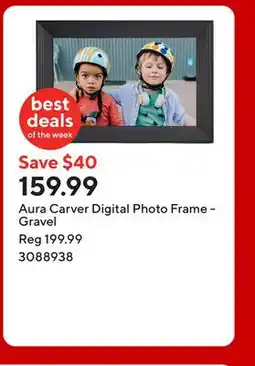 Staples Aura Carver Digital Photo Frame - Gravel offer