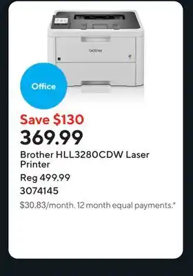 Staples Brother HLL3280CDW Laser Printer offer