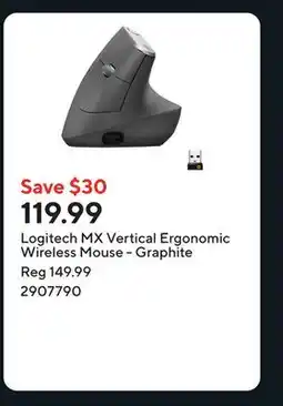 Staples Logitech MX Vertical Ergonomic Wireless Mouse - Graphite offer
