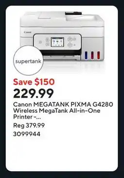Staples Canon MEGATANK PIXMA G4280 Wireless MegaTank All-in-One Printer - White offer