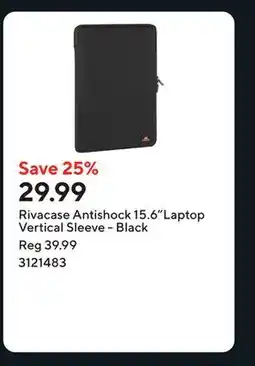 Staples Rivacase Antishock 15.6Laptop Vertical Sleeve - Black offer