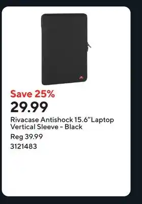 Staples Rivacase Antishock 15.6Laptop Vertical Sleeve - Black offer