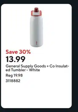 Staples General Supply Goods + Co Insulated Tumbler - White offer