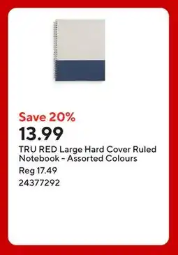 Staples TRU RED Large Hard Cover Ruled Notebook - Assorted Colours offer