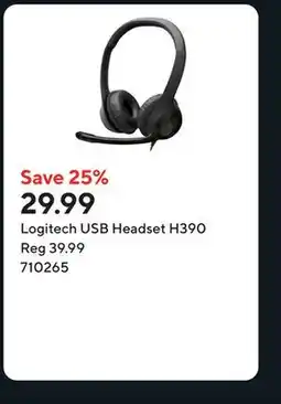 Staples Logitech USB Headset H390 offer