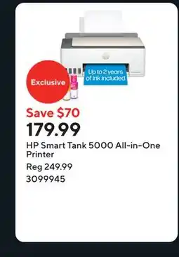 Staples HP Smart Tank 5000 All-in-One Printer offer
