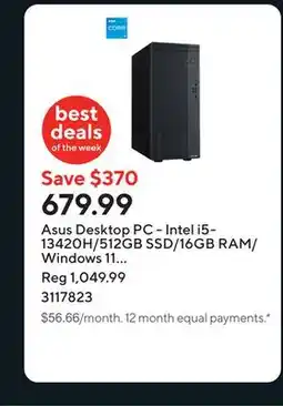 Staples Asus Desktop PC - Intel i5-13420H/512GB SSD/16GB RAM/Windows 11 Home/Grey offer