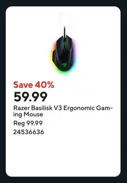 Staples Razer Basilisk V3 Ergonomic Gaming Mouse offer