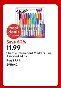 Staples Sharpie Permanent Markers Fine, Assorted 24 pk offer