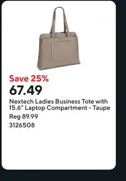 Staples Nextech Ladies Business Tote with 15.6 Laptop Compartment - Taupe offer